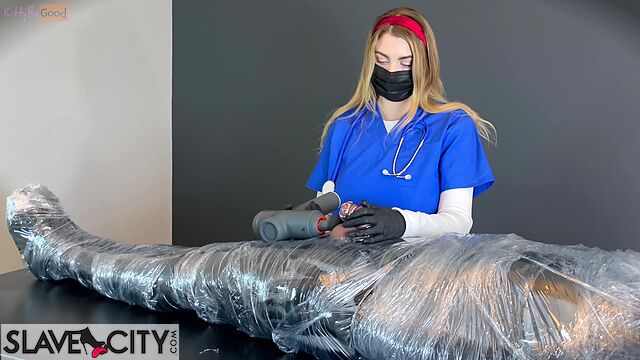 KittyBeGood - Mummified Patient Helplessly Milked By Nurse Kitty In Cruel Chastity Bondage
