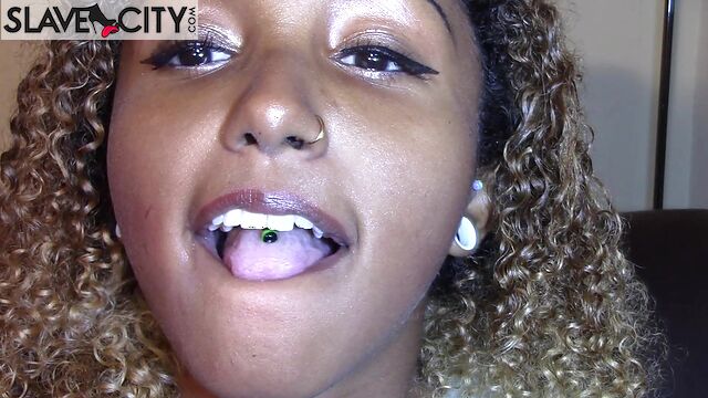 Alexis Rain Shows Her Piercing And Her Wet Drooly Mouth To Insert It Deeper
