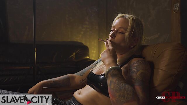 Hot Barefoot Smoking Tease And Severe Cruel Femdom Punishment